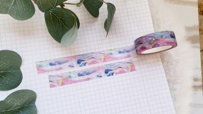 Washi Tape Marmor Rosa Blau